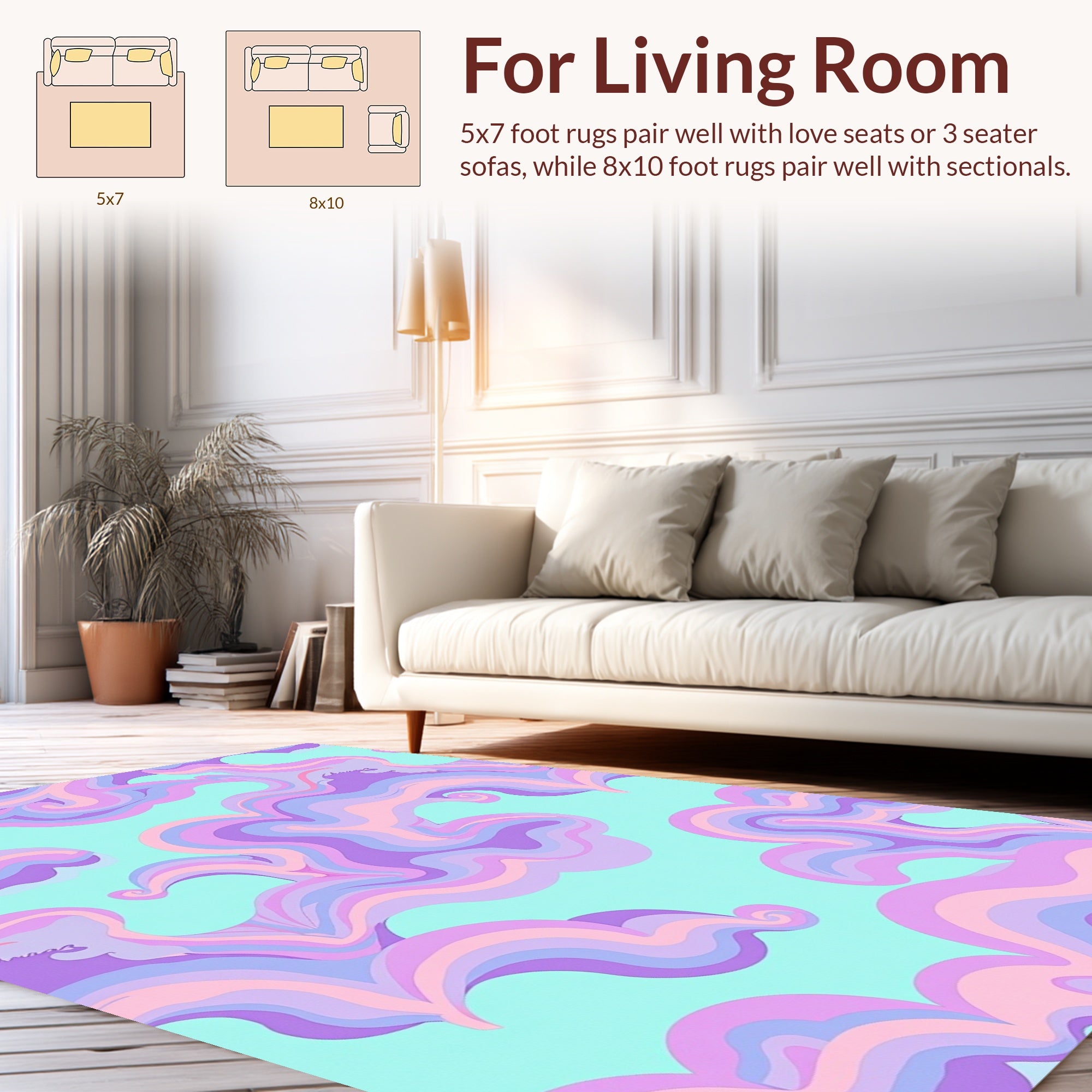 Pastel Swirl Cloud Pattern Rug