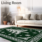 Winter Evergreen Snowy Pine Tree Rug