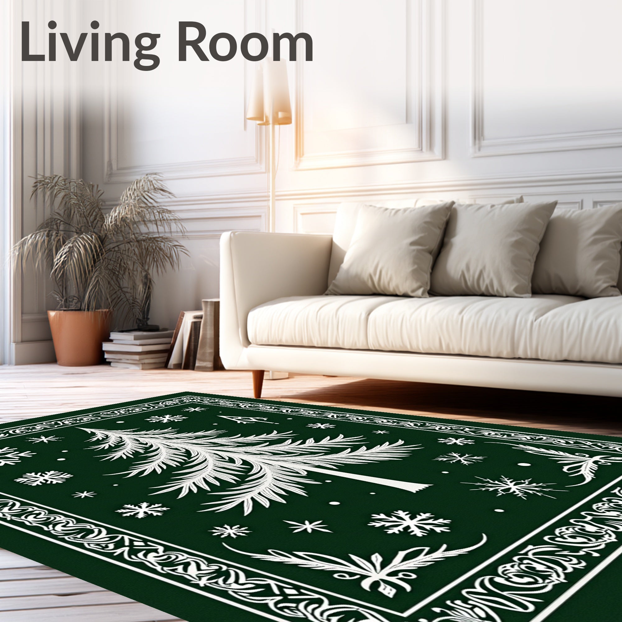 Winter Evergreen Snowy Pine Tree Rug