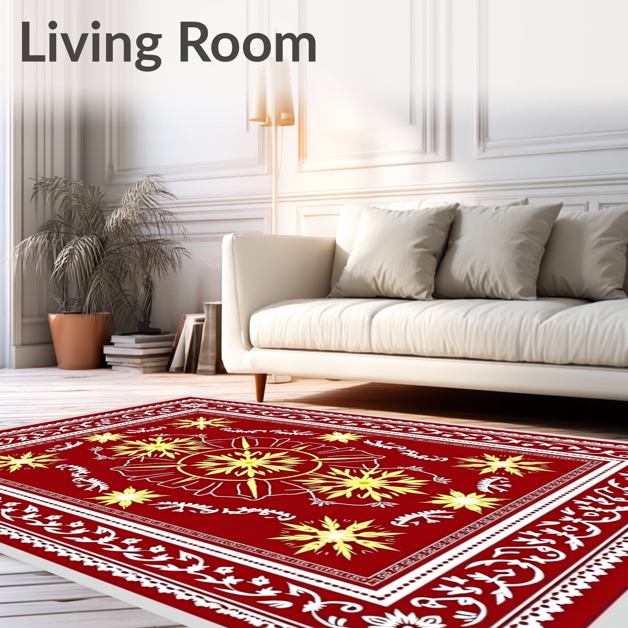Bold Floral Starburst Red Rug