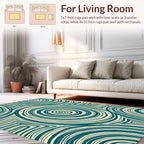 Swirling Teal Geometric Stripe Pattern Rug