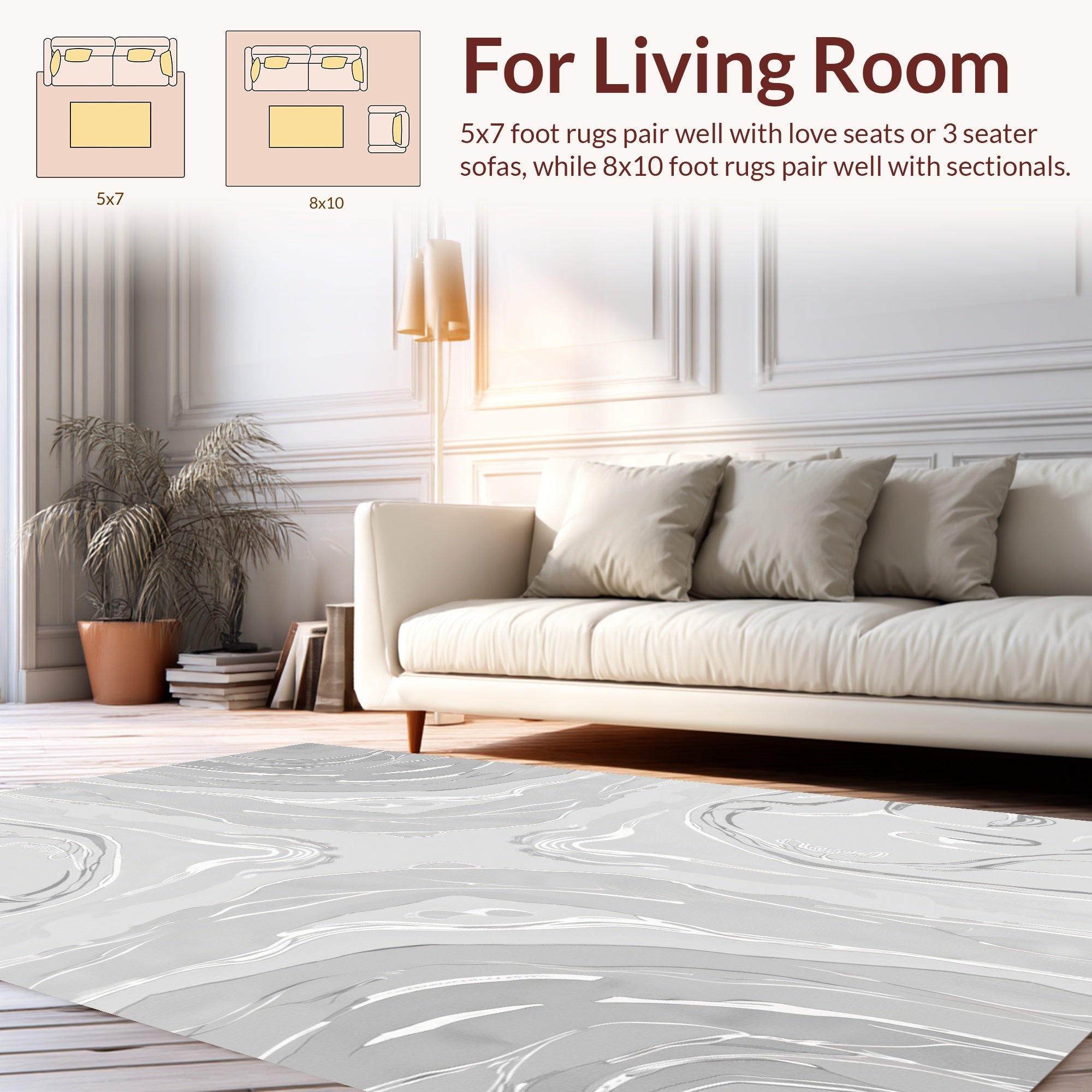 Marble Swirl Abstract Design Rug