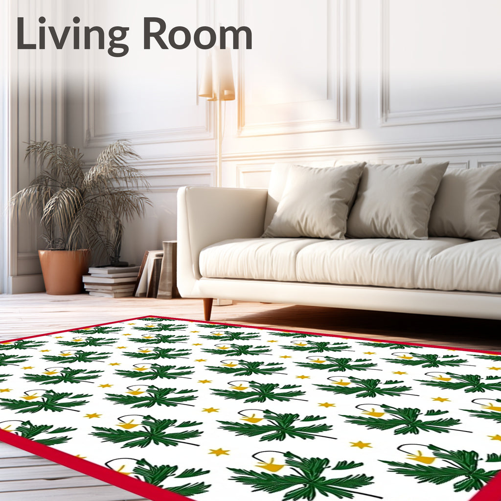 Emerald Sprigs Yellow Lanterns Garden Rug