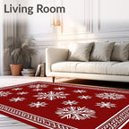 Red Snowflake Pattern Rug