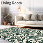 Elegant Dark Green Floral Vines Pattern Rug