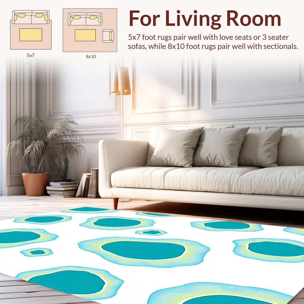 Abstract Organic Teal Blue Pattern Rug