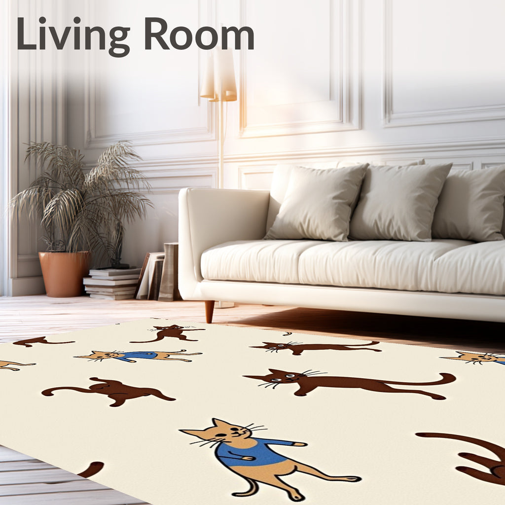 Whimsical Cats Pattern Fun Design Rug