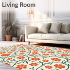 Cozy Orange Floral Vine Pattern Rug