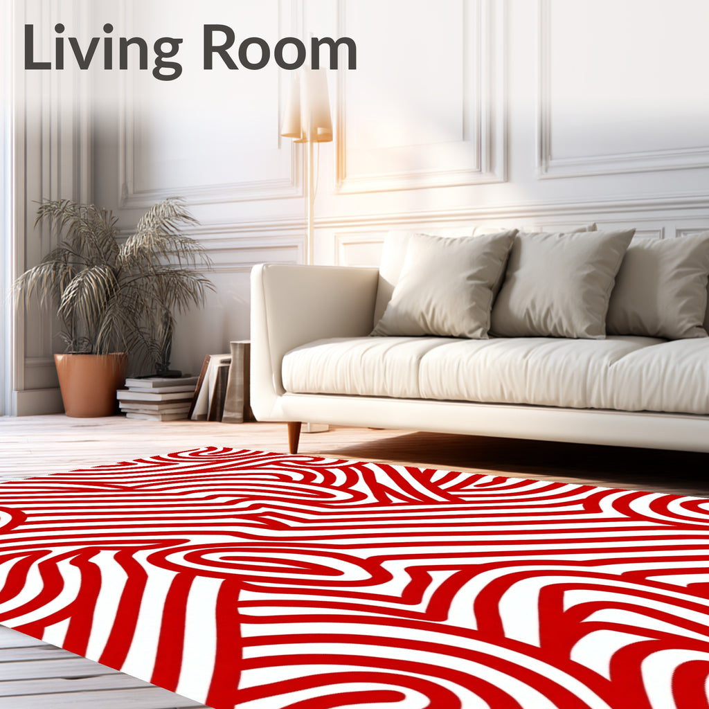Bold Red Swirl Abstract Pattern Rug
