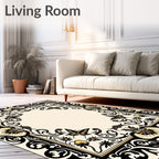 Ornate Butterfly Flower Frame Design Rug