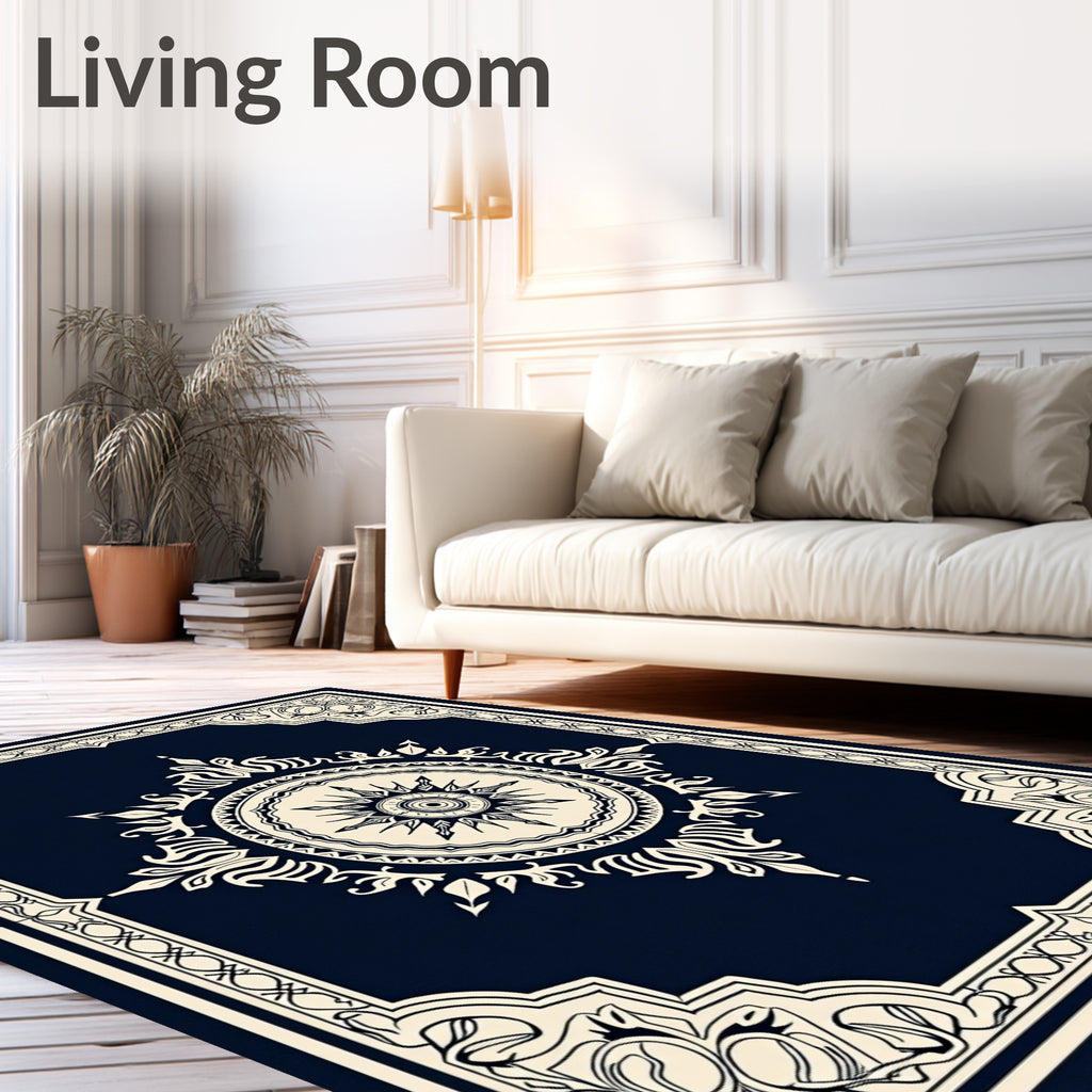 Elegant Cream Mandala Pattern Design Rug