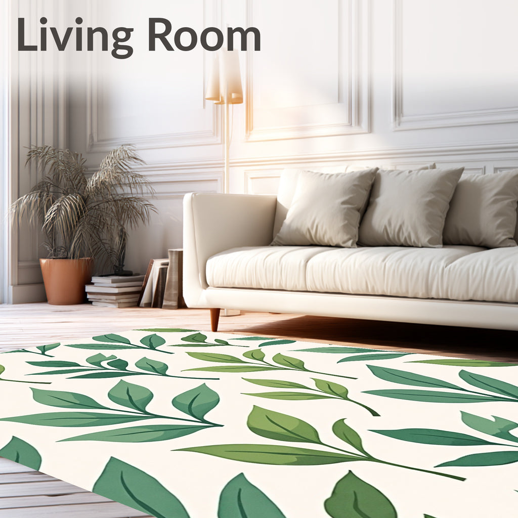 Green Leaf Botanical Pattern Rug