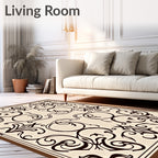 Elegant Black Swirl Pattern Rug