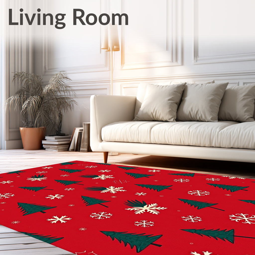 Christmas Tree Snowflake Pattern Rug