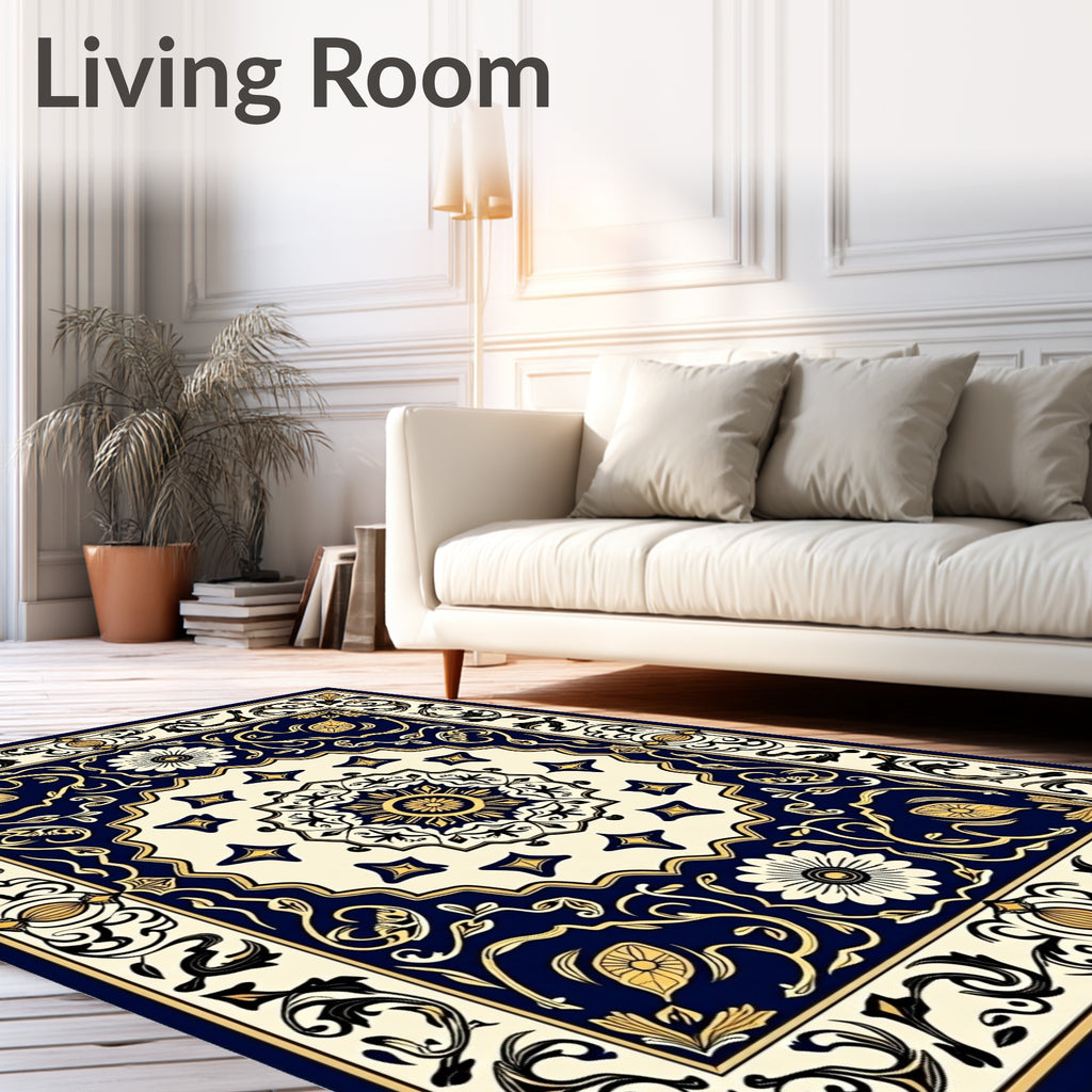 Ornate Floral Geometric Pattern Rug