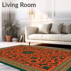 Ornate Floral Swirling Vine Pattern Rug