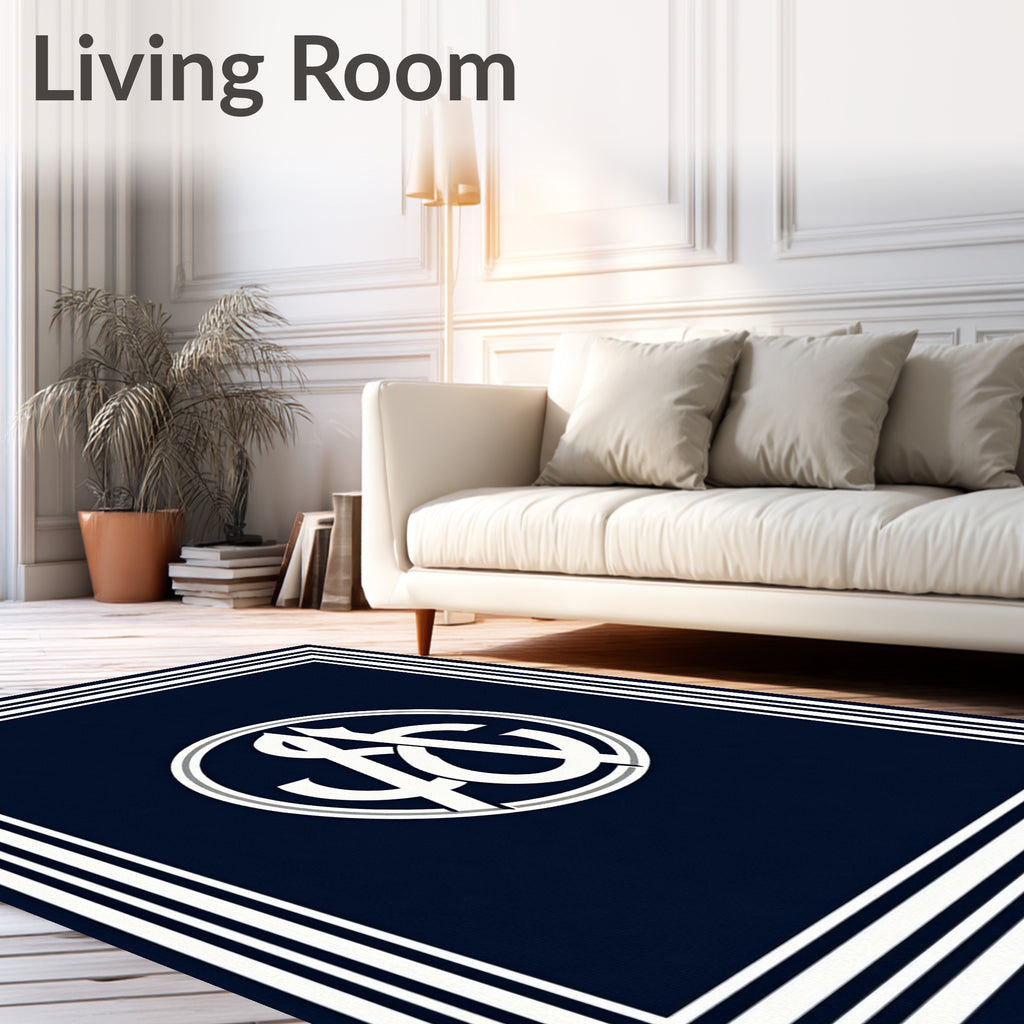 Classic Monogrammed Stripe Border Rug