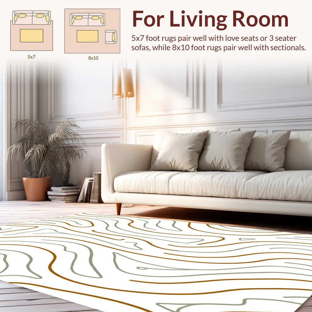Organic Contour Lines Pattern Rug
