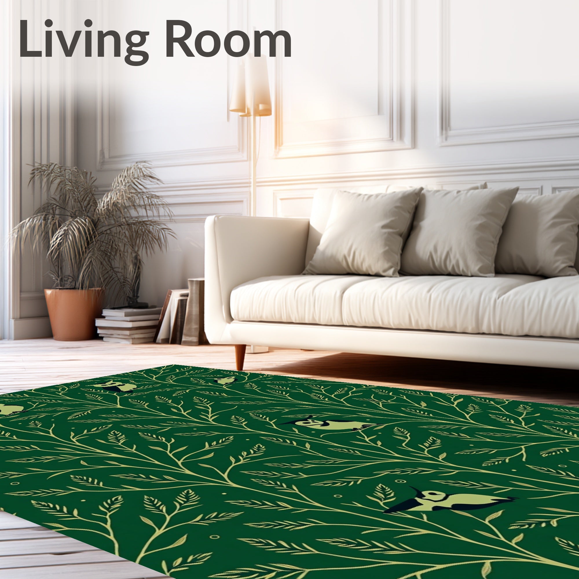 Forest Owl Branch Pattern Design Rug