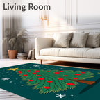 Festive Christmas Tree Star Ornaments Rug