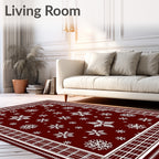 Winter Snowflakes Tartan Border Design Rug