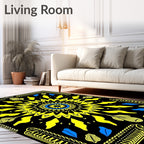 Radiant Sunburst Abstract Mandala Design Rug