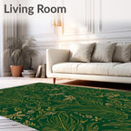 Golden Dragonfly Botanical Emerald Forest Rug