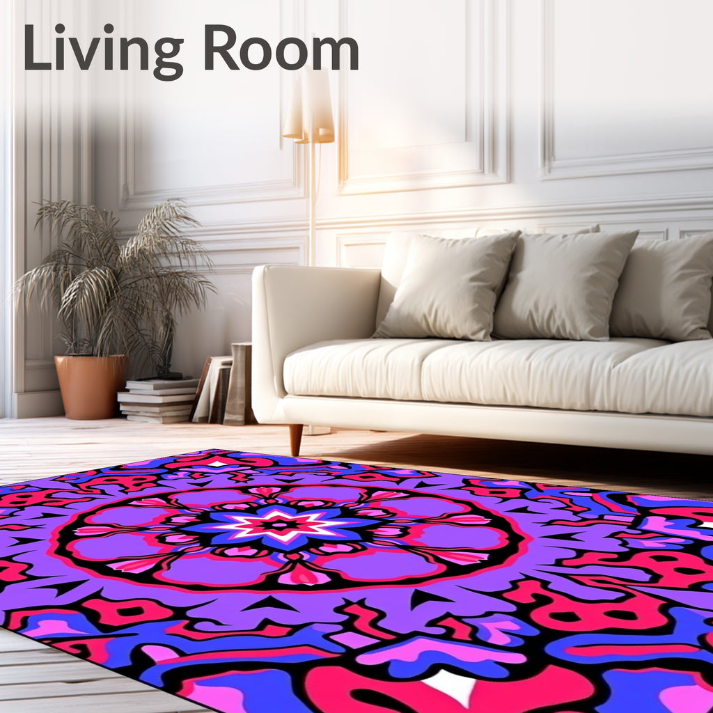 Vibrant Psychedelic Mandala Pattern Rug