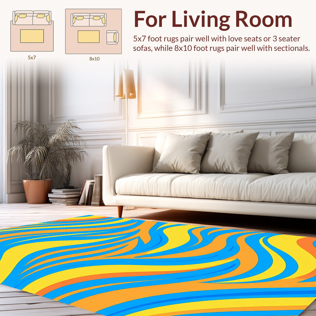 Vibrant Wavy Abstract Design Rug