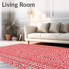 Red Stripe Organic Swirl Pattern Rug