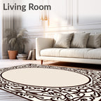 Ornate Black Floral Scrollwork Design Rug