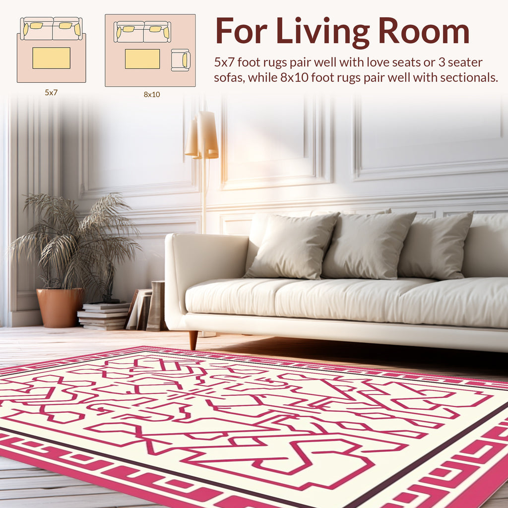 Pink Red Abstract Geometric Pattern Rug