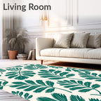 Emerald Green Leafy Pattern Rug