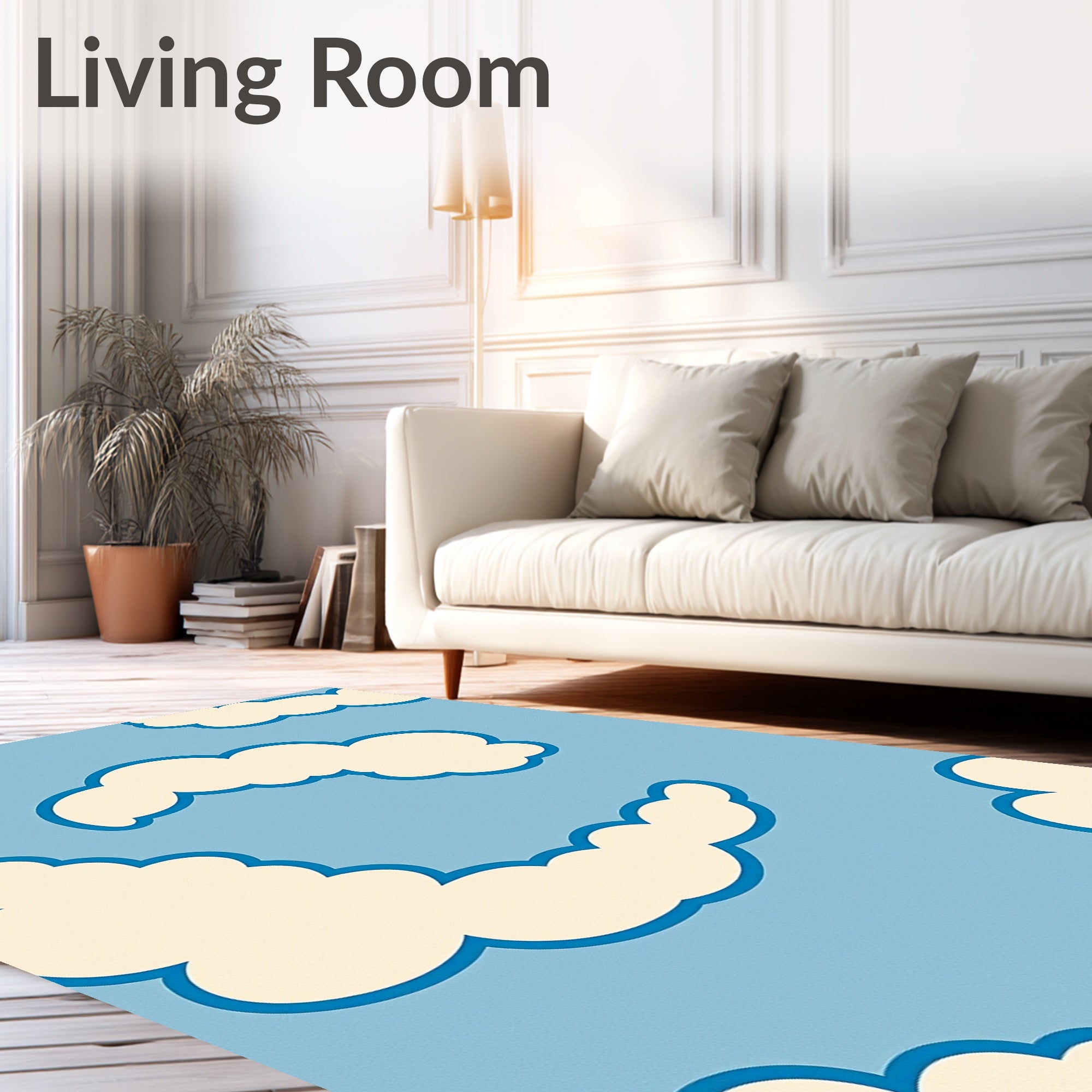 Sky Blue Cloud Pattern Rug