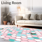 Sweet Bee Geometric Honeycomb Pattern Rug