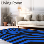 Bold Blue Jagged Stripe Design Rug