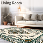 Ornate Floral Scrollwork Border Design Rug