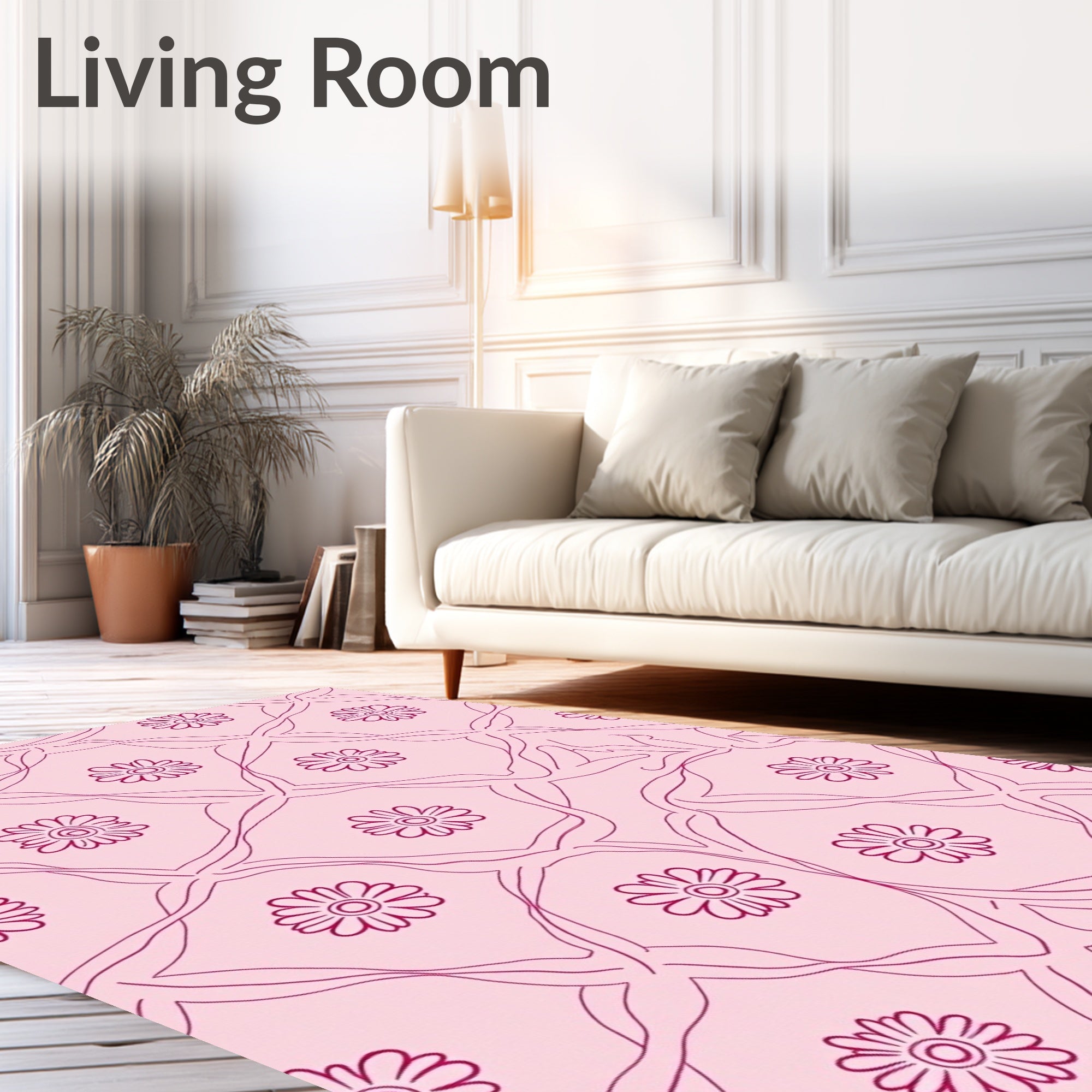 Pink Floral Lattice Pattern Rug