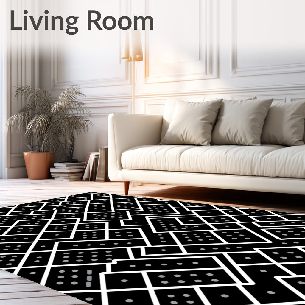 Black White Dot Grid Abstract Rug