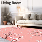 Pink Blossom Branch Pattern Rug