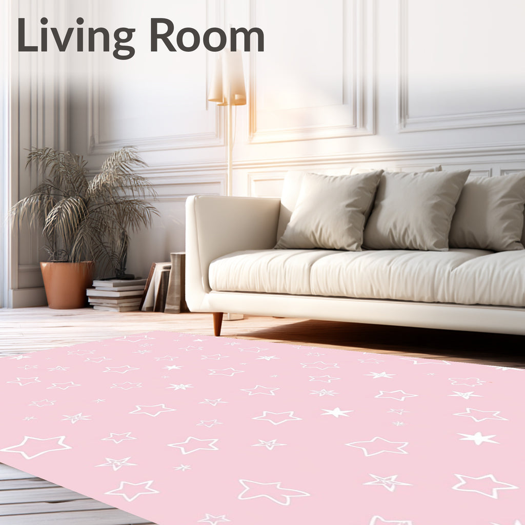 Pink Starry Night Pattern Rug