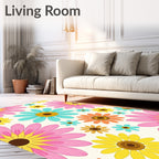 Retro Floral Colorful Petal Pattern Rug