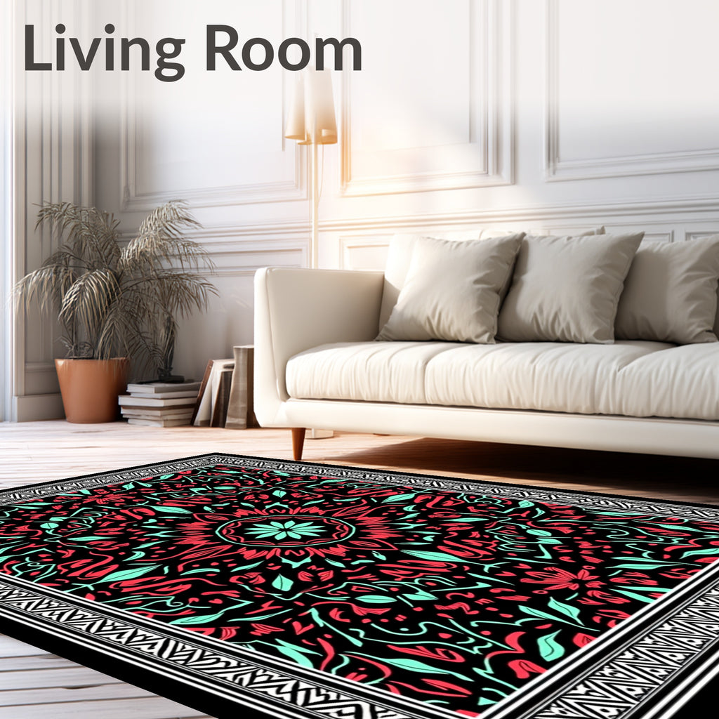 Intricate Floral Mandala Pattern Rug