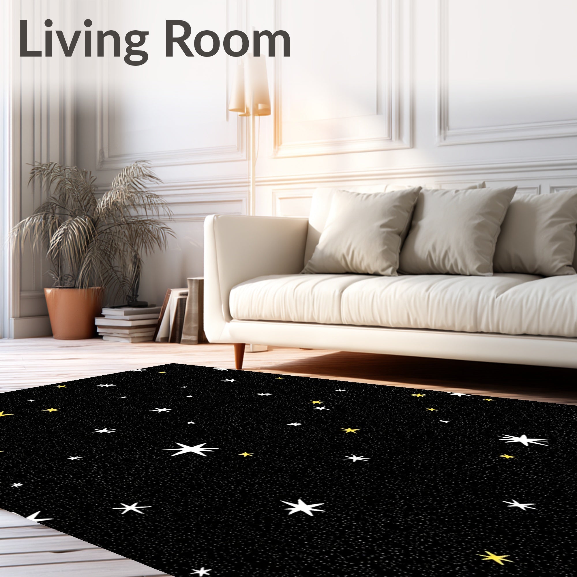 Cosmic Black Starry Night Rug