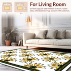 Golden Starburst Floral Geometric Design Rug