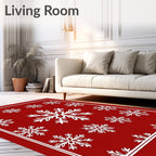 Classic Snowflakes Red Pattern Rug