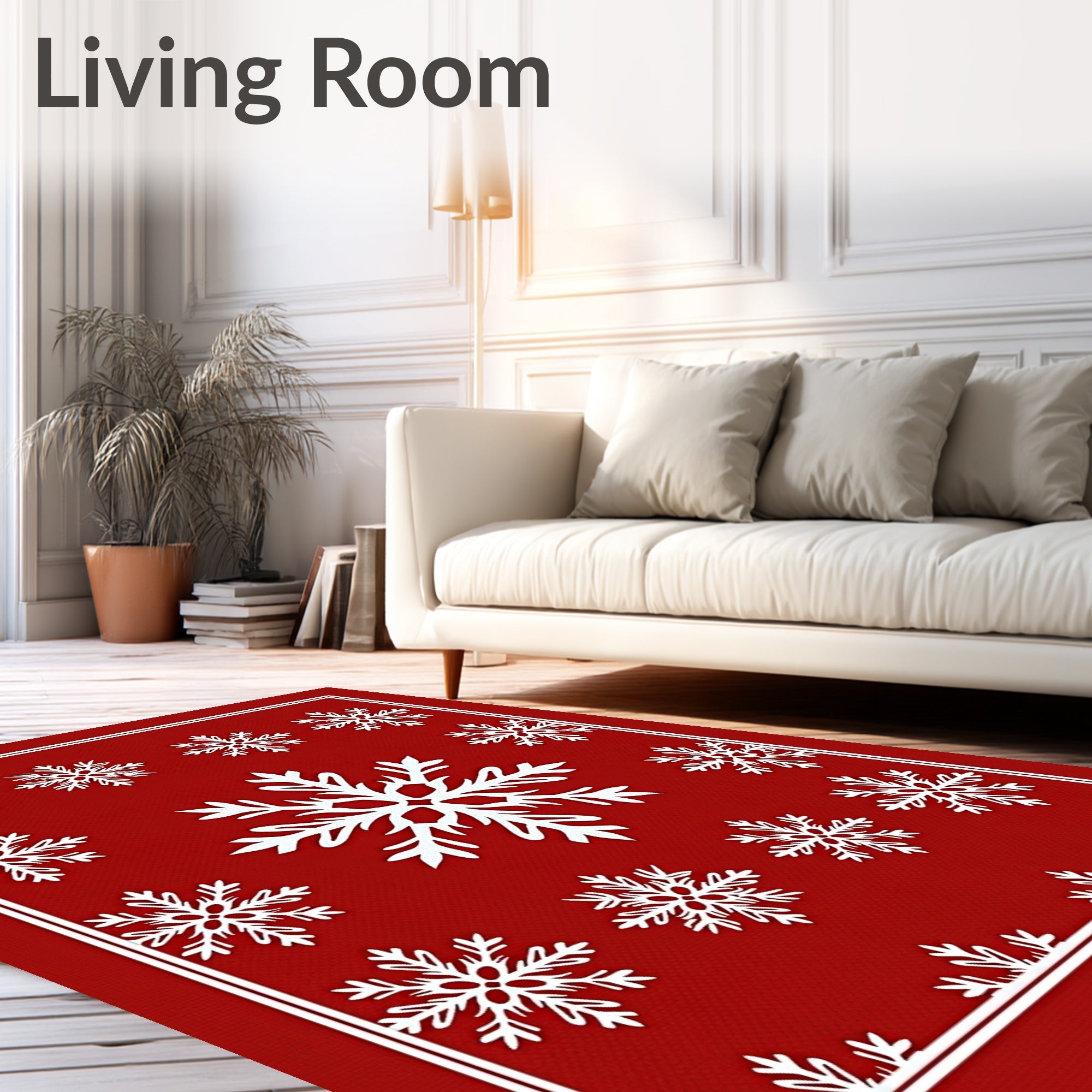 Classic Snowflakes Red Pattern Rug