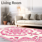Sweet Pink Floral Mandala Pattern Rug