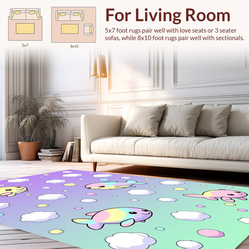 Pastel Fish Cloud Pattern Design Rug