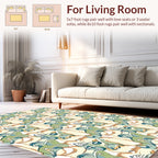 Abstract Swirls Green and Tan Pattern Rug